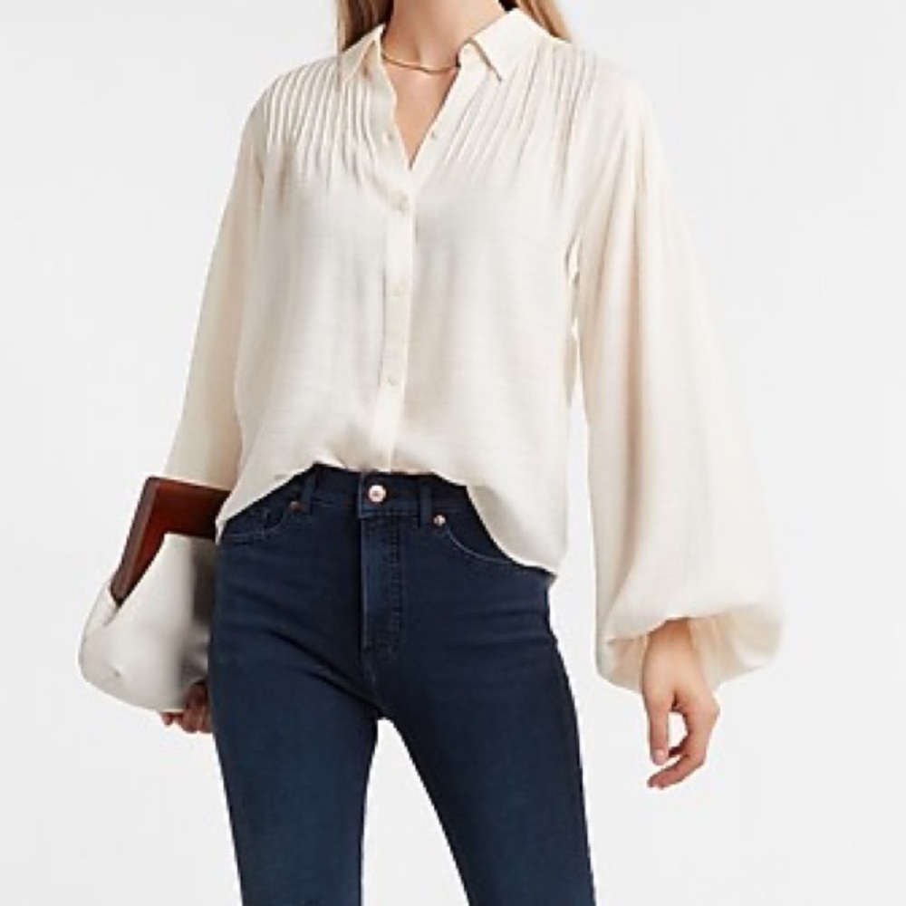 Express Pintuck Balloon Sleeve Shirt